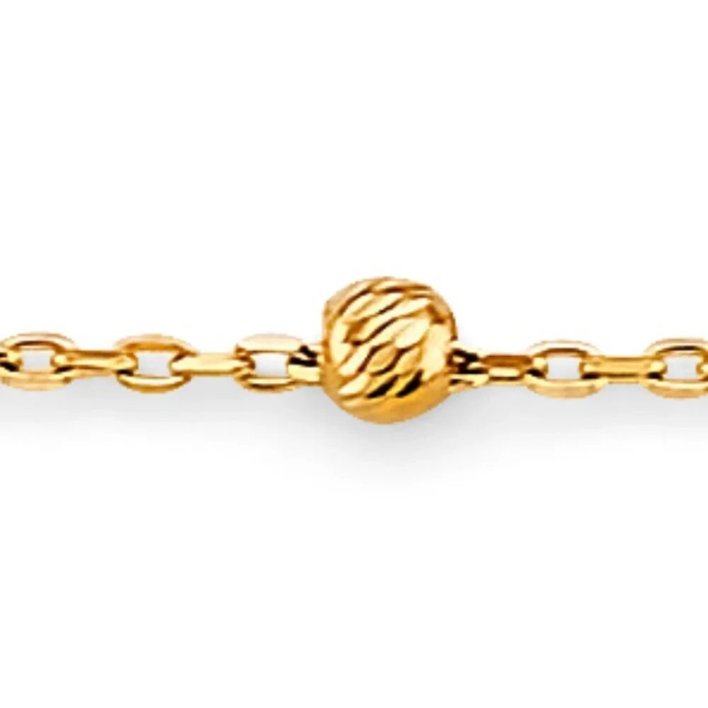 KIDS GIRLS 14K 3 COLOR GOLD STAR BALL Bracelet 5